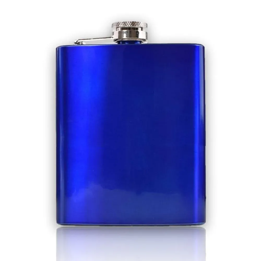 Heupfles Blauw Hoogglans inclusief Naamgravure in Kader - Afbeelding 3