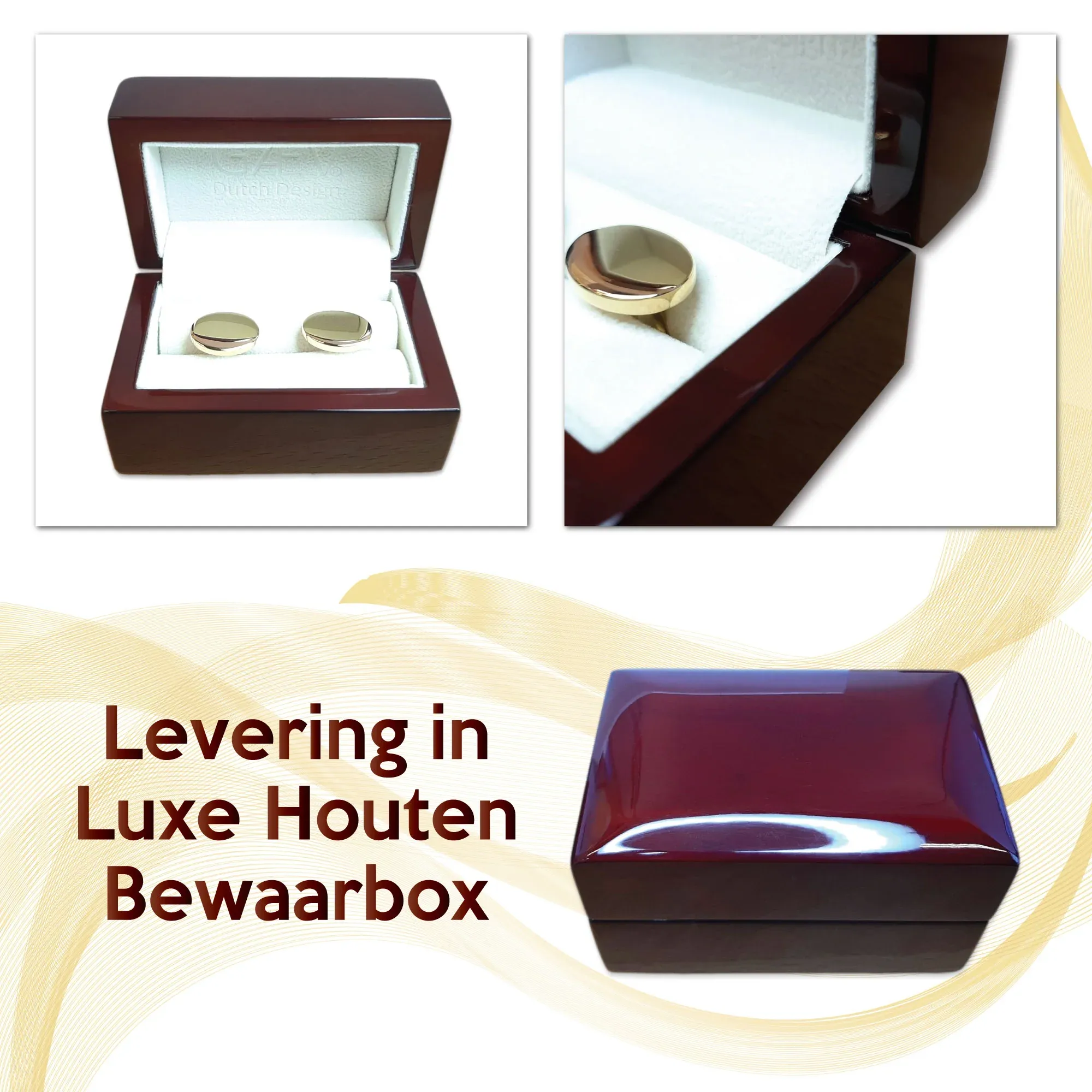 14 Karaat Geelgouden Manchetknopen - Rechthoek met Facetrand - met gravure naar keuze - Afbeelding 3