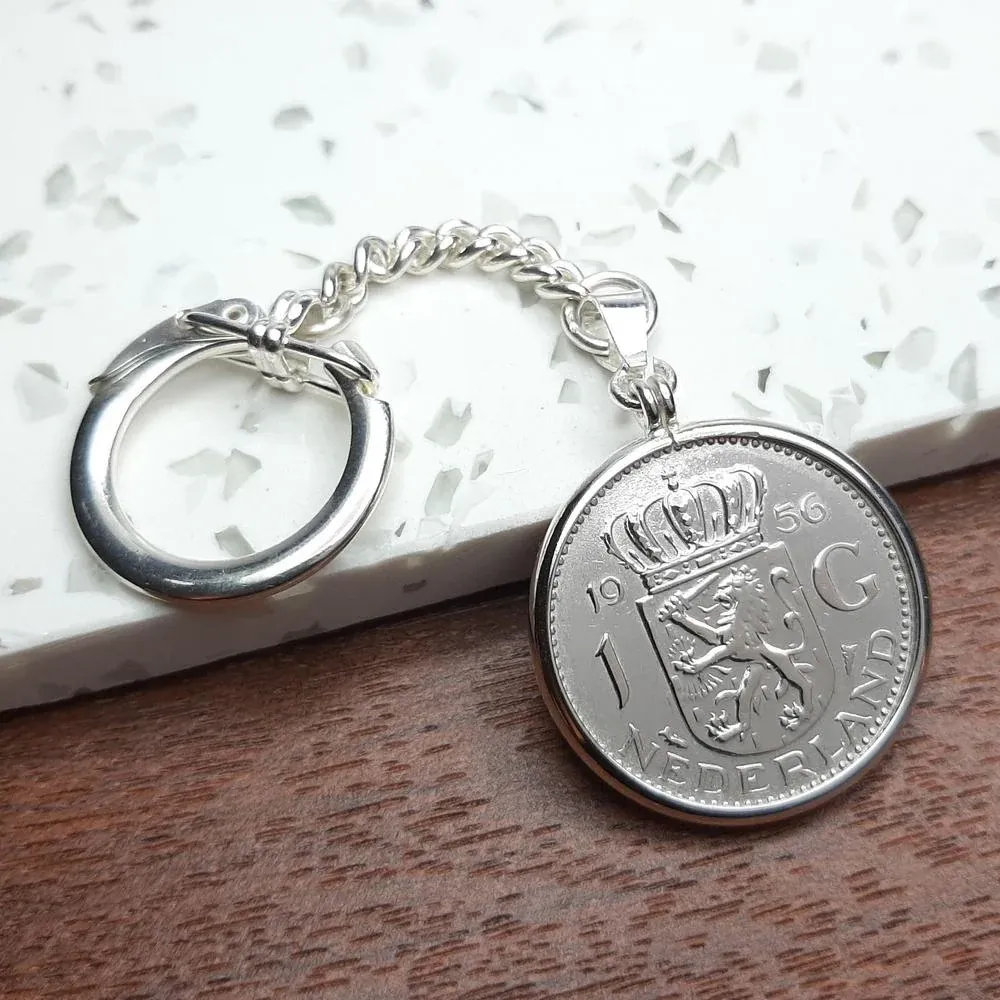 Zilveren sleutelhanger met Nederlandse Gulden 1986 - Afbeelding 2